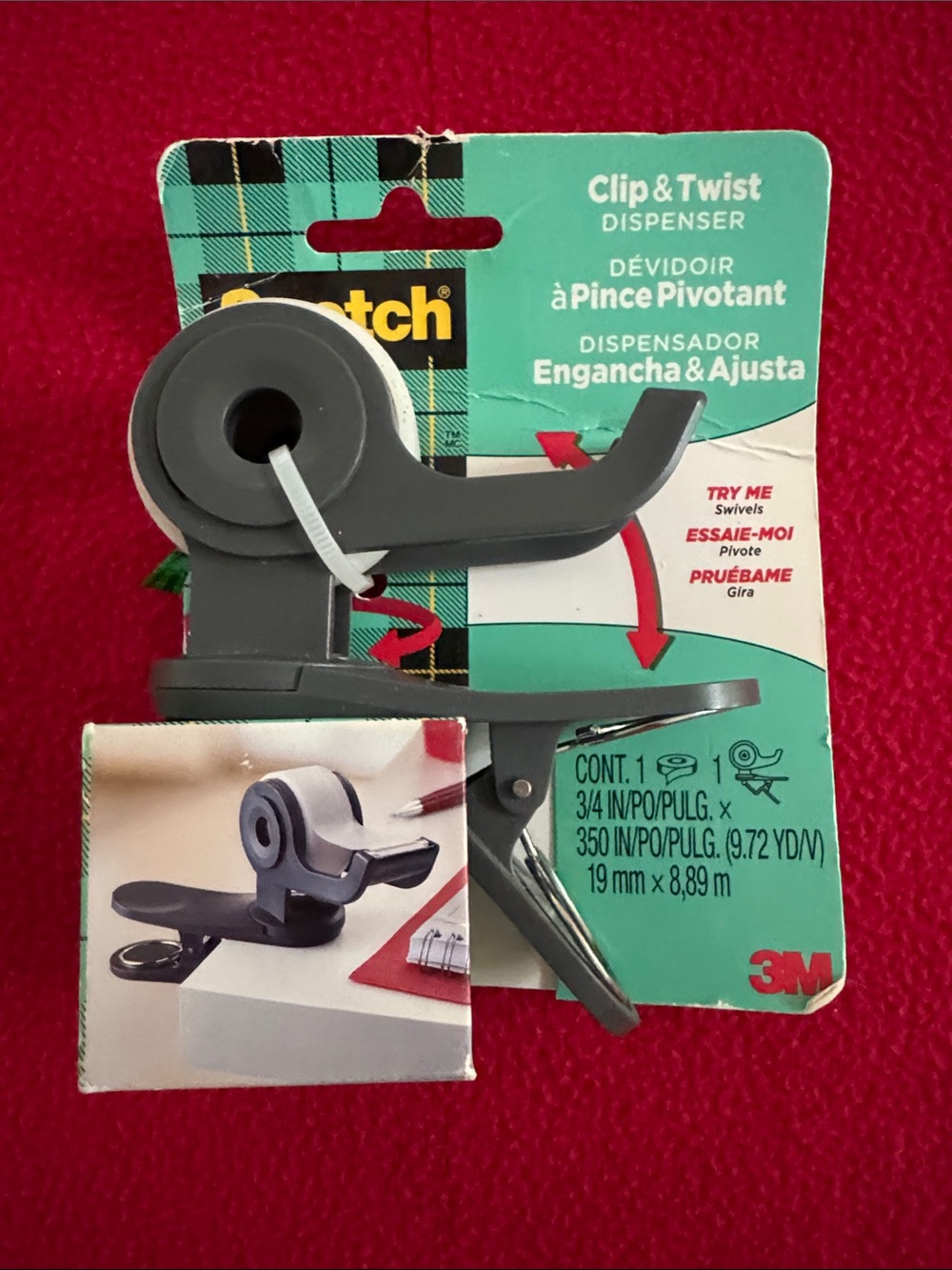 New Scotch Clip & Twist Tape Dispenser with Tape Included